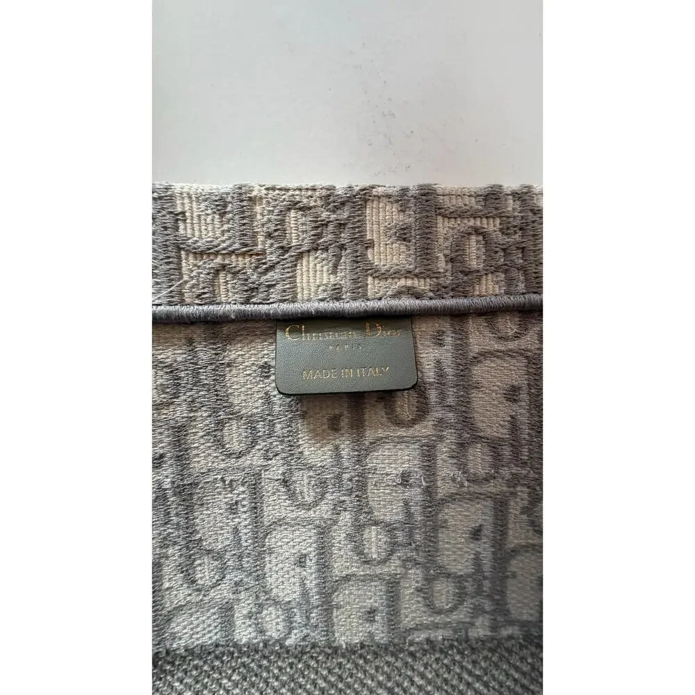 DIOR Large Dior Book Tote Gray White Oblique Canvas MINT